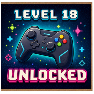 18th Birthday Card, Level 18 Unlocked Gamer Card