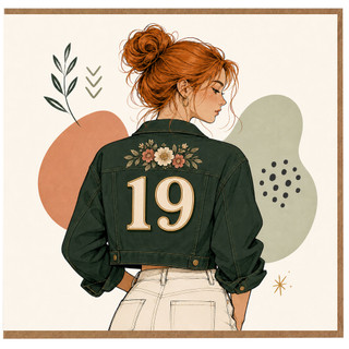19th Birthday Card, Illustrated Young Woman Design