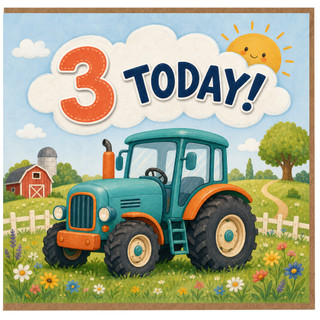 3rd Birthday Card, Tractor Farm Birthday Card