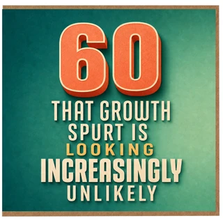 60th Birthday Card, That Growth Spurt Is Looking Increasingly Unlikely Funny Card