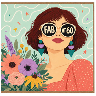 60th Birthday Card for Her, Fab at 60 Stylish Floral Card