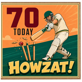 70th Birthday Cricket Card, Howzat Batsman Sports Greeting Card