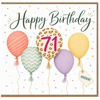 71st Birthday Card, Happy Birthday Balloon Card