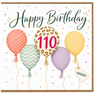 110th Birthday Card, Happy Birthday Balloon Design Card