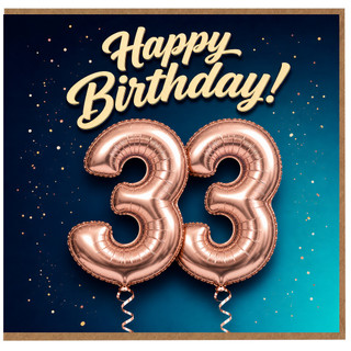 33rd Birthday Card, Happy Birthday Balloon Design