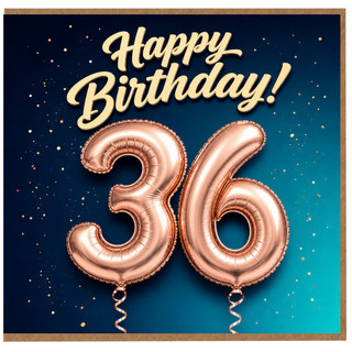 36th Birthday Card Happy Birthday Rose Gold Balloon Design
