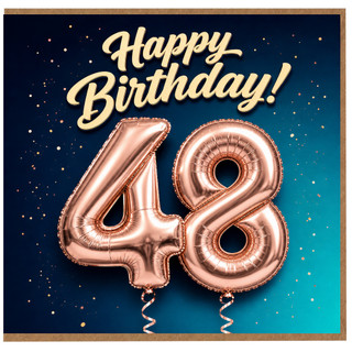 48th Birthday Card, Happy Birthday 48 Balloon Card