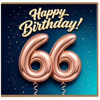 66th Birthday Card, Happy Birthday Rose Gold Balloon Design