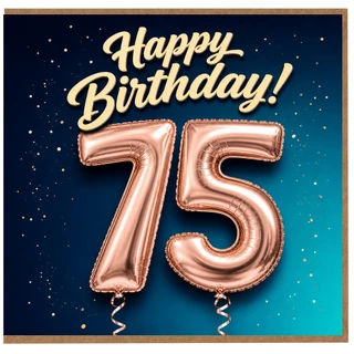 75th Birthday Card, Happy Birthday 75 Balloon Design