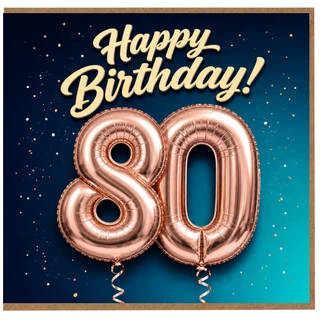 80th Birthday Card, Happy Birthday 80 Balloon Design