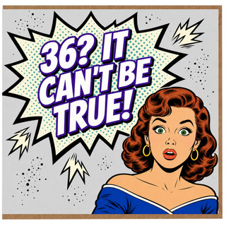 36th Birthday Card for Her, Funny Retro Comic Style Birthday Card