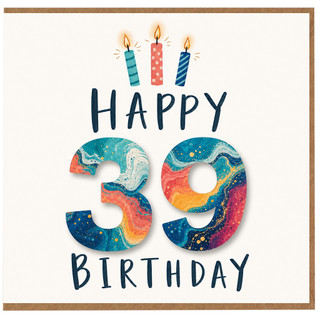 39th Birthday Card, Happy 39 Birthday Card