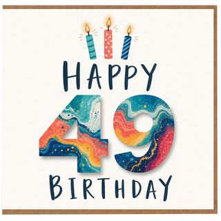 49th Birthday Card, Happy 49 Birthday Card with Colourful Candles