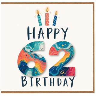 62nd Birthday Card, Happy Birthday Card for 62 Year Old