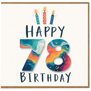 78th Birthday Card, Happy 78 Birthday Card with Candles