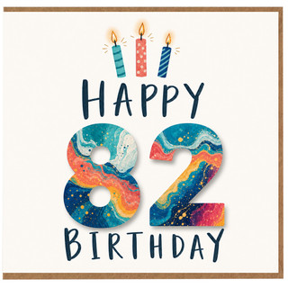 82nd Birthday Card, Happy 82 Birthday Card with Colourful Candle Design
