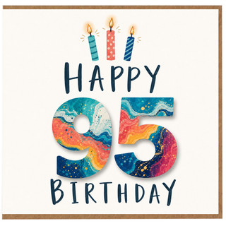 95th Birthday Card, Happy 95 Birthday Card with Candles
