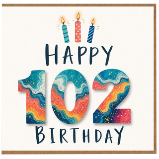 102nd Birthday Card, Happy 102 Birthday Candles Design