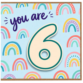 6th Birthday Card, You Are 6 Rainbow Design