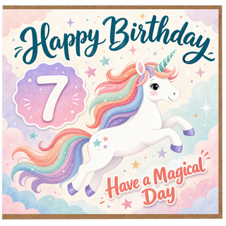 7th Birthday Card Unicorn Have a Magical Day