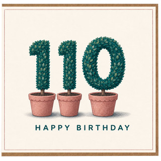 100th Birthday Card, Happy Birthday Topiary Plant Design