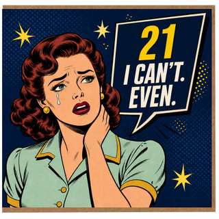 21st Birthday Card, Funny Retro Pop Art Card