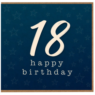 18th Birthday Card, 18 Happy Birthday Card with Star Pattern