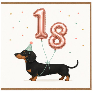 18th Birthday Card, Dachshund Party Dog Card