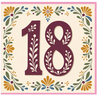 18th Birthday Card Floral Design