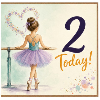 2nd Birthday Card for Girl, 2 Today Ballerina Card