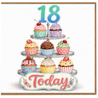 18th Birthday Card, Today Cupcake Design