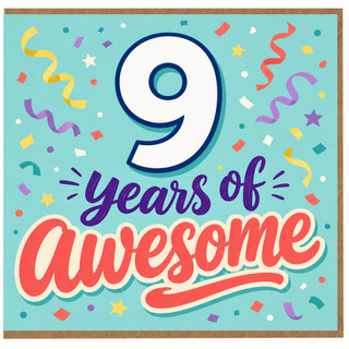 9th Birthday Card, 9 Years of Awesome Card