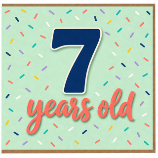 7th Birthday Card, 7 Years Old Confetti Birthday Card