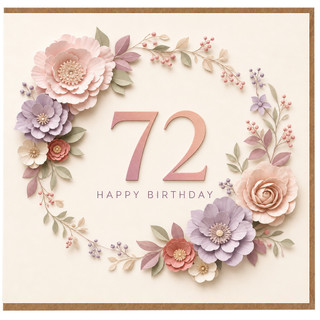 72nd Birthday Card, Pastel Floral Happy Birthday Card
