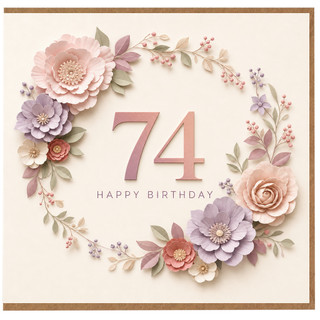 74th Birthday Card, Floral Happy Birthday Card