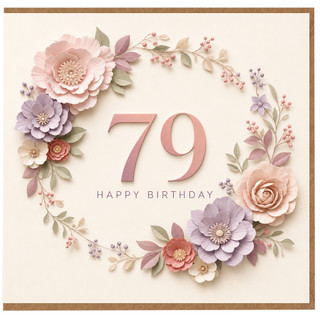 79th Birthday Card, Elegant Floral Happy Birthday Card