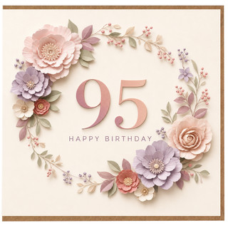 95th Birthday Card, Floral Happy Birthday Card