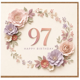 97th Birthday Card, Floral Happy Birthday Card