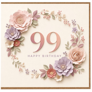99th Birthday Card Floral Happy Birthday Card