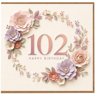 102nd Birthday Card, Floral Happy Birthday Card