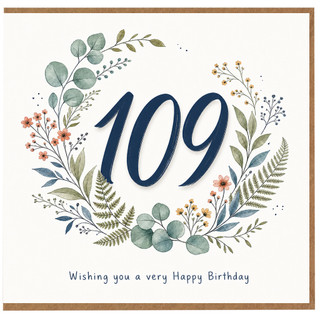100th Birthday Card, Floral Wreath Happy Birthday Card
