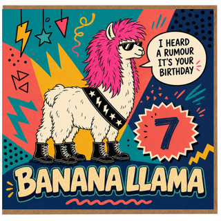 7th Birthday Card Banana Llama Llama Birthday Card