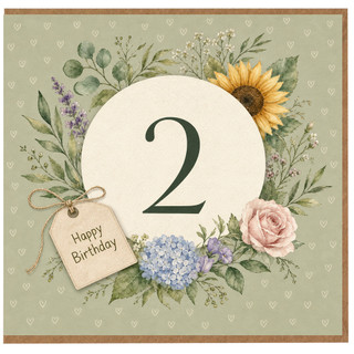 2nd Birthday Card, Floral Happy Birthday Card