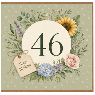 46th Birthday Card, Floral Happy Birthday Card for Her