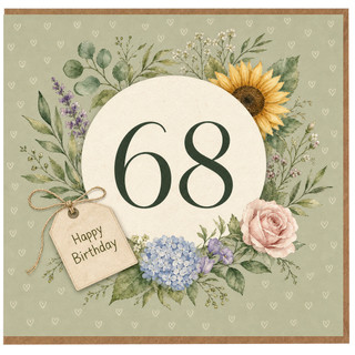 68th Birthday Card, Floral Happy Birthday Card