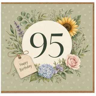 95th Birthday Card, Floral Happy Birthday Card for Her