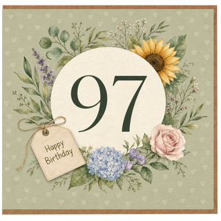 97th Birthday Card, Floral Happy Birthday Card