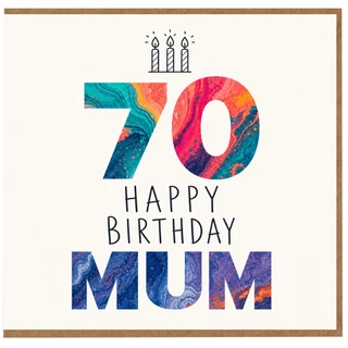 70th Birthday Card for Mum, Happy Birthday Mum Card