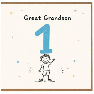 1st Birthday Card for Great Grandson