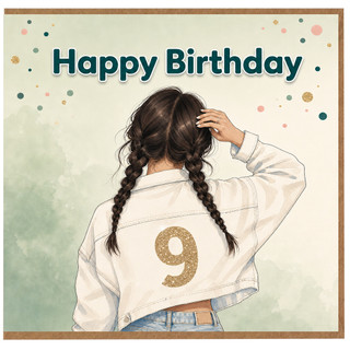 9th Birthday Card for Girl, Happy Birthday Card